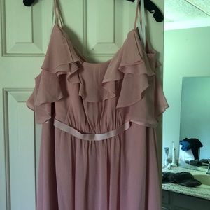 Cold-Shoulder Crinkle Chiffon Bridesmaid Dress